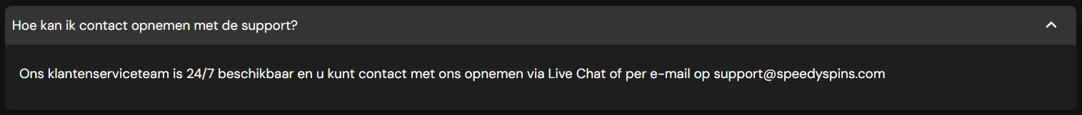 Klantenservice Speedy Spin Casino – live chat en ondersteuning 24/7